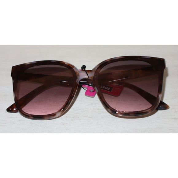 Foster Grant ZN1222 Women's Brown Tortoise Shell Oversized Cat Eye Sunglasses - Picture 3 of 7